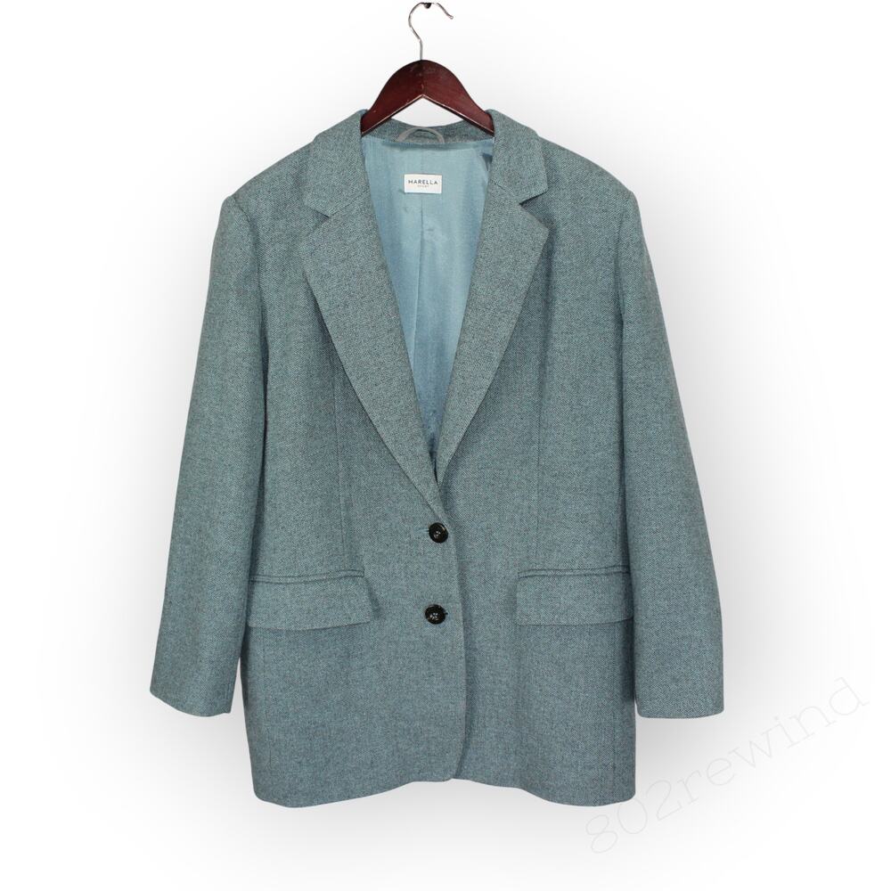 US12 Italy48 MarellaSport Blazer Wool Herringbone Oversize Menswear Water Garden